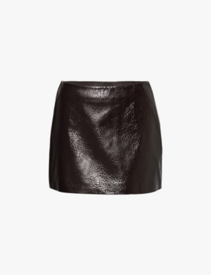 The Frankie Shop Womens Mary High-shine Faux-leather Mini Skirt Brown