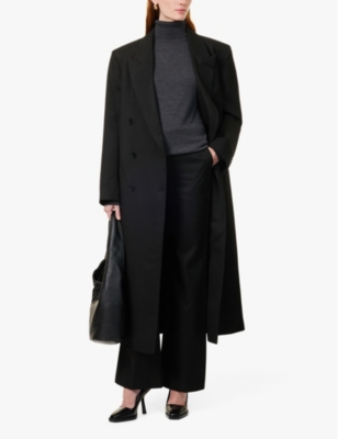Shop The Frankie Shop Womens Black Lyra Flared-leg Twill Trousers Xs