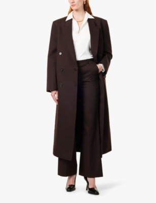 THE FRANKIE SHOP WOMENS LYRA FLARED-LEG TWILL TROUSERS BROWN 