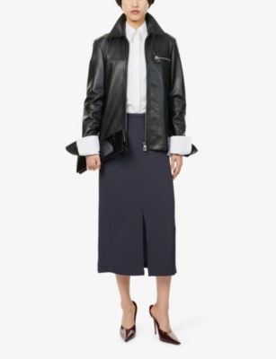 THE FRANKIE SHOP WOMENS THE FRANKIE SHOP JUDY DOUBLE-FACED WOVEN MIDI SKIRT 