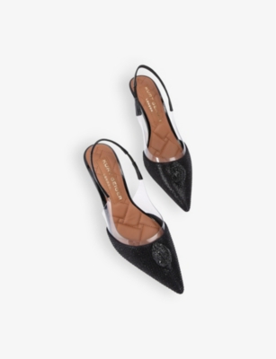 KURT GEIGER LONDON: Belgravia sling-back vinyl heeled courts