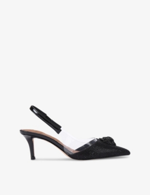 KURT GEIGER LONDON: Belgravia sling-back vinyl heeled courts