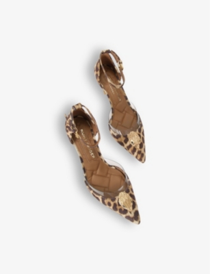 Kurt Geiger London Belgravia Eagle Ankle Strap Pointed Toe Pump In Brown/oth