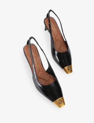 KURT GEIGER LONDON: Regent low open-toe leather heeled slingback courts