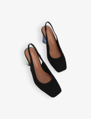 Kurt Geiger Suede Slingback Heels In Black/comb