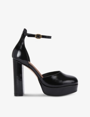 Kurt Geiger Leather Shoreditch Platform Heels 115 In Black