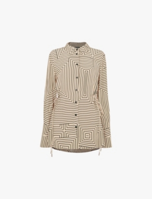Whistles Womens Cream Angled-stripe Side-tie Woven Shirt In Cream