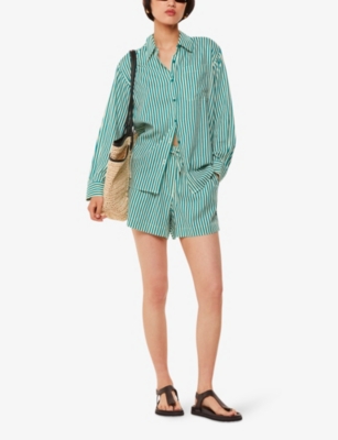 WHISTLES: Relaxed-fit stripe-print linen-blend shorts