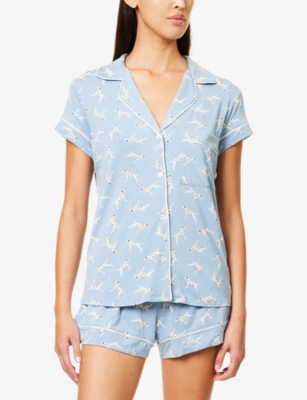 EBERJEY: Gisele  graphic-print stretch-jersey pyjamas