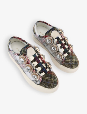 Kurt Geiger Womens Laney Octavia Embellished Woven Trainers Oth In Other