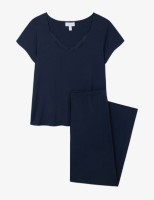 THE WHITE COMPANY: Lace-Trim Jersey Pyjamas