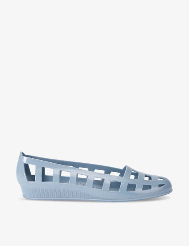 Elli wedge-heel mesh-textured PVC flats