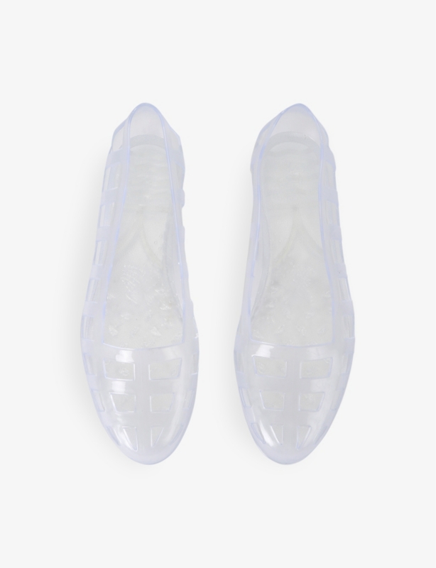Elli wedge-heel mesh-textured PVC flats