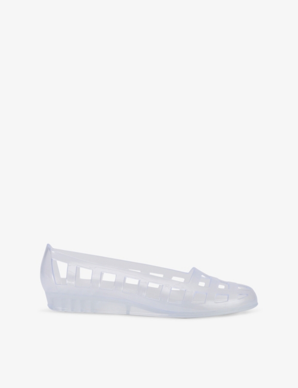Elli wedge-heel mesh-textured PVC flats