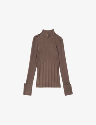 REISS: Vienne ribbed high-neck knitted top