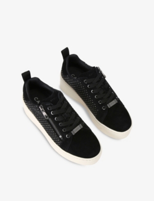 Shop Carvela Womens  Connected Zip Hotsox Crystal-embellished Suede Low-top Trainers In Black