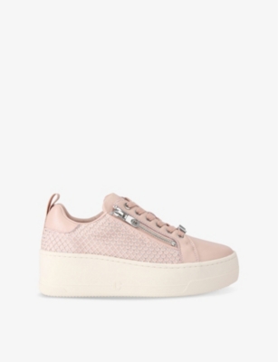 CARVELA WOMENS CARVELA CONNECTED ZIP FLATFORM LEATHER LOW-TOP TRAINERS 
