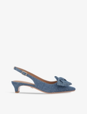 Carvela Womens Carina Bow-embellished Denim Courts