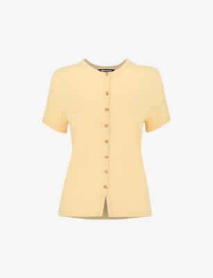 WHISTLES: Isla round-neck button-up cotton T-shirt
