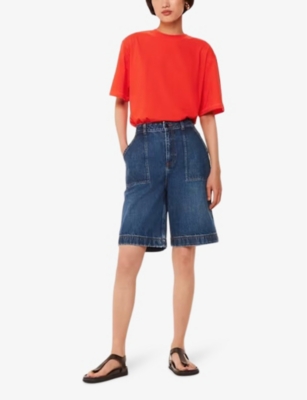 Round-neck relaxed-fit short-sleeve cotton T-shirt