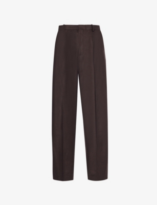 Charles Jeffrey Loverboy Mens  Edinburgh Knit-pocket Straight-leg Relaxed-fit Wool-blend Trousers In Brown