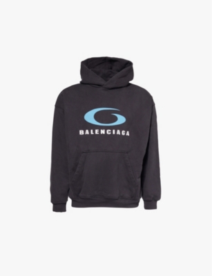 BALENCIAGA Logo print relaxed fit cotton jersey hoody Selfridges