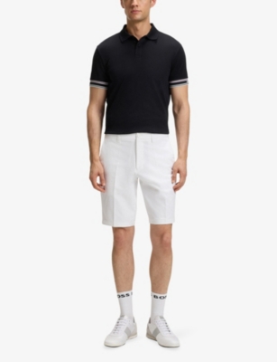 Hugo Boss Slim-fit Shorts In Water-repellent Stretch Fabric In White