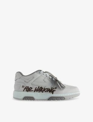 OFF-WHITE C/O VIRGIL ABLOH: "Out Of Office ""For Walking"" ,Leather Trainers"