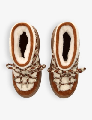 MOON BOOT: Luna lace-up shearling ankle boots