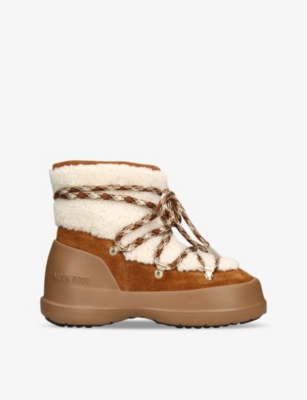 MOON BOOT: Luna lace-up shearling ankle boots