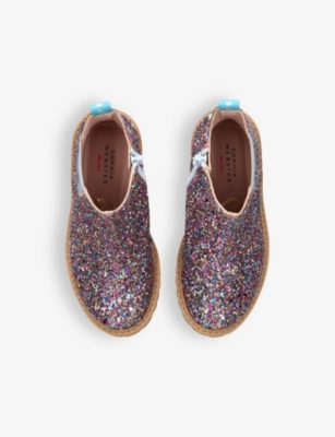 SOPHIA WEBSTER: Kids' glitter-embellished woven Chelsea boots