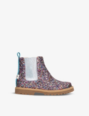 SOPHIA WEBSTER: Kids' glitter-embellished woven Chelsea boots