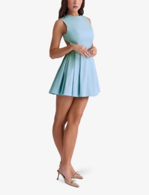 HOUSE OF CB: Ingrid round-neck cut-out cotton-twill mini dress