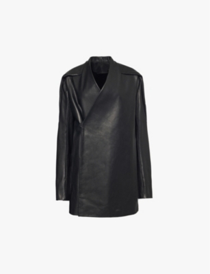 Rick Owens Womens Black Officer Two-slip-pockets Relaxed-fit Leather Jacket In Black