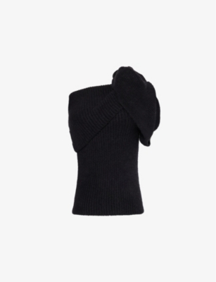 Rick Owens Porterville Asymmetric Wool-blend Top In Black