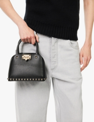Valentino Garavani Garavani Rockstud Small Handbag In Grainy Calfskin Woman Black Uni In Nero