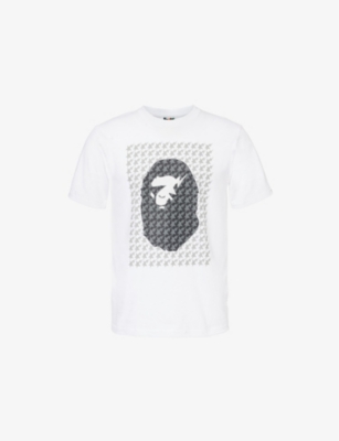 Mens A Bathing Ape Houndstooth Ape Crew-Neck Regular-Fit Cotton-Jersey T-Shirt