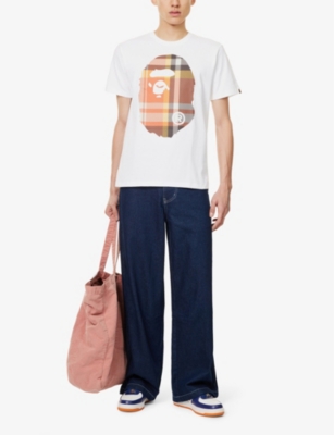 A BATHING APE: Check Ape Head short-sleeve cotton-jersey T-shirt