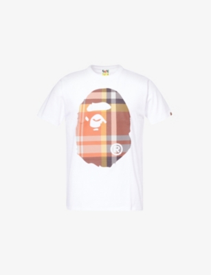 A BATHING APE: Check Ape Head short-sleeve cotton-jersey T-shirt