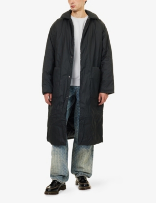Daily Paper Mens Jet Black Rano Patch-pocket Padded Oversized Cotton Coat In Jet Black
