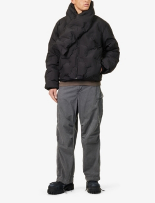 Daily Paper Mens  Ayan Wrap-collar Shell-down Puffer Jacket In Jet Black