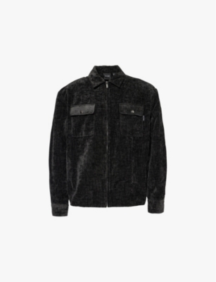 Shop Daily Paper Mens  Hakim Long-sleeve Velour Shirt In Black