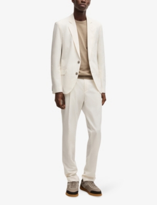 Hugo Boss Mens Slim-fit Single-breasted Woven Suit Natural In Natural