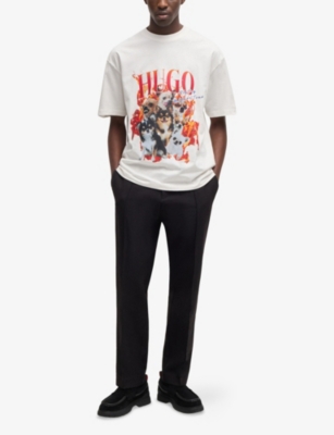 HUGO: Graphic-Print Oversized-Fit Cotton-Jersey T-Shirt
