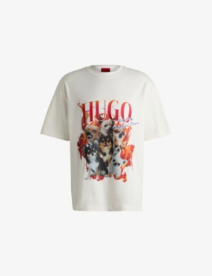 HUGO: Graphic-Print Oversized-Fit Cotton-Jersey T-Shirt