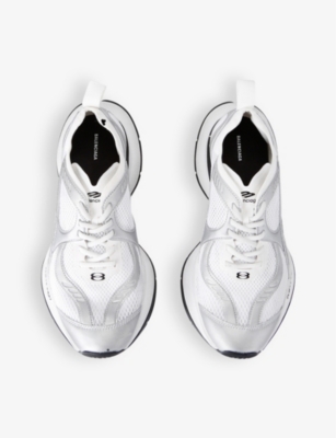 Circuit logo-embossed leather and mesh low-top trainers