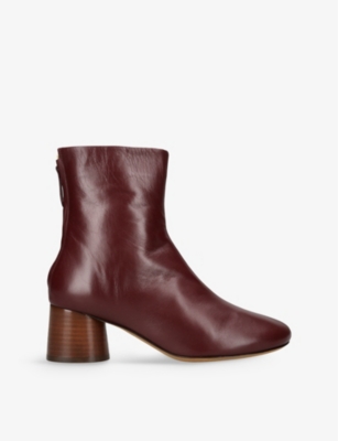 Mansur Gavriel Womens  Glove Heeled Leather Ankle Boots In Wine