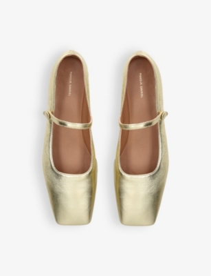 Mansur Gavriel Womens  Square-toe Mary-jane Leather Ballet Flats In Gold