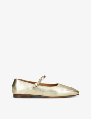 Mansur Gavriel Womens  Square-toe Mary-jane Leather Ballet Flats In Gold