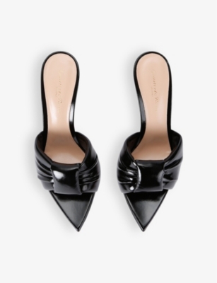 Bow Detail Patent Leather Sandal Heel